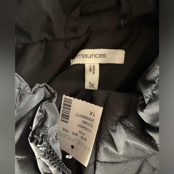 Maurices black & white buffalo plaid vest women's 1X NWT FULL ZIP - Picture 4 of 5